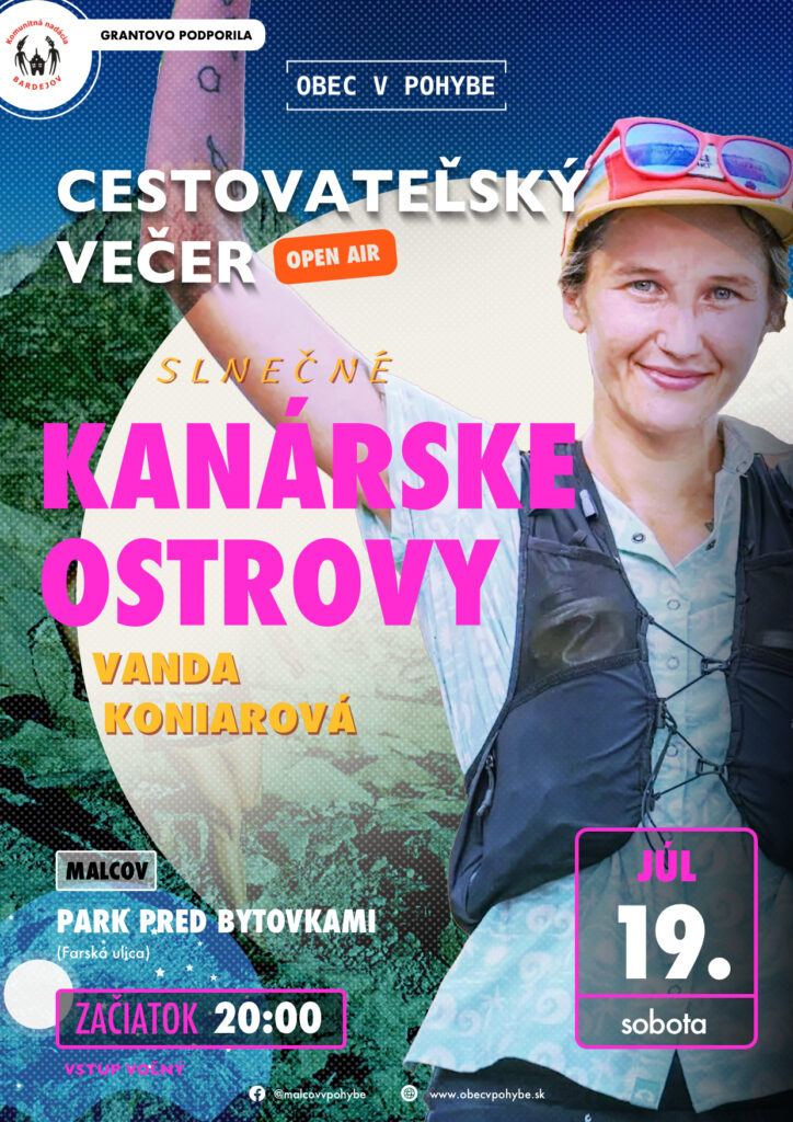 Plagát: Cestovateľský večer #9 Kanárske ostrovy, 19. júl 2025 Malcov