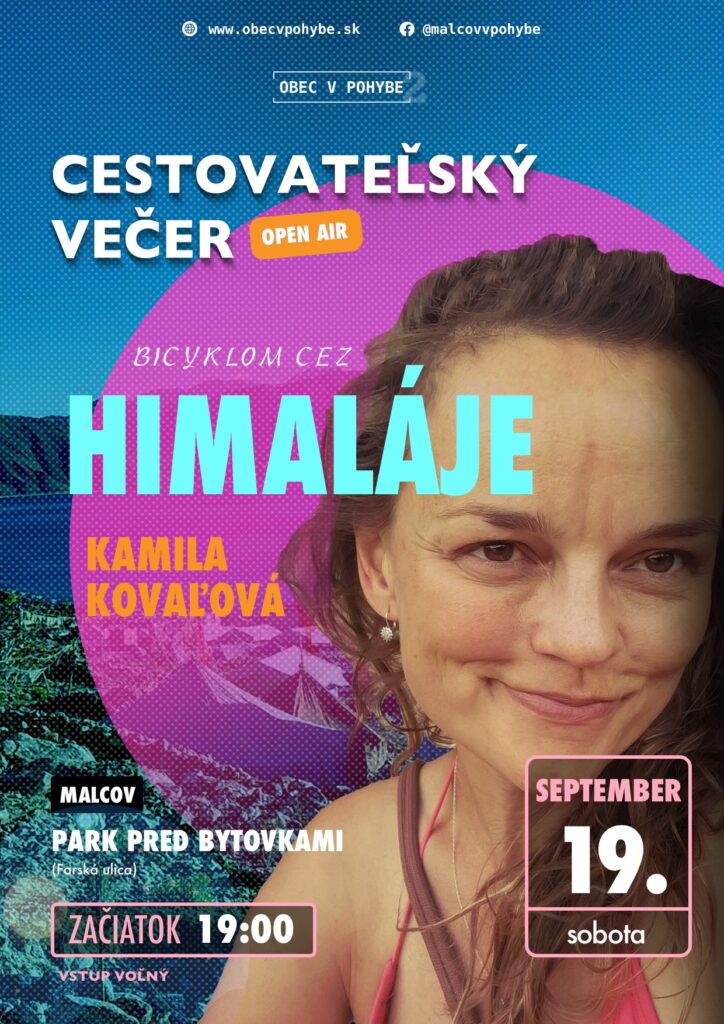Plagát: Cestovateľský večer #14 Himaláje, 19. september 2026 Malcov